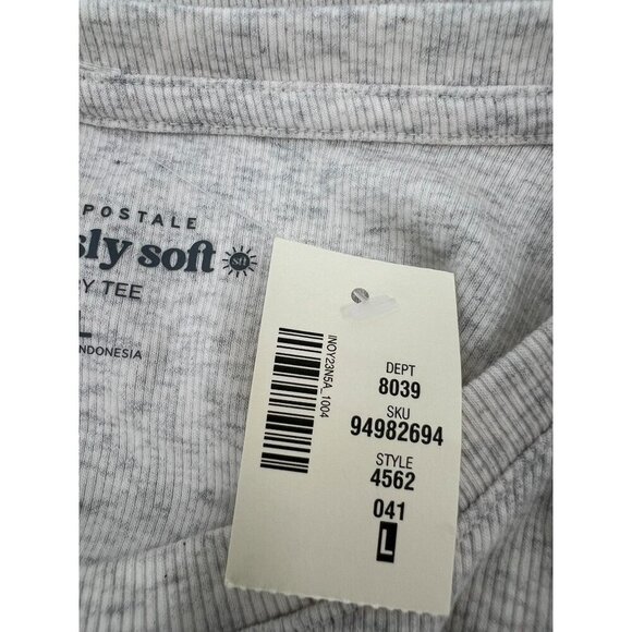 Aeropostale Seriously Soft Baby Tee L Beige Pink Embroidered Cowboy Boot Graphic - Picture 7 of 11